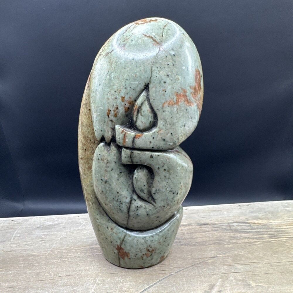 Shona Stone Sculpture From Zimbabwe Vintage Kissing Lovers Green/Brown Afrocore